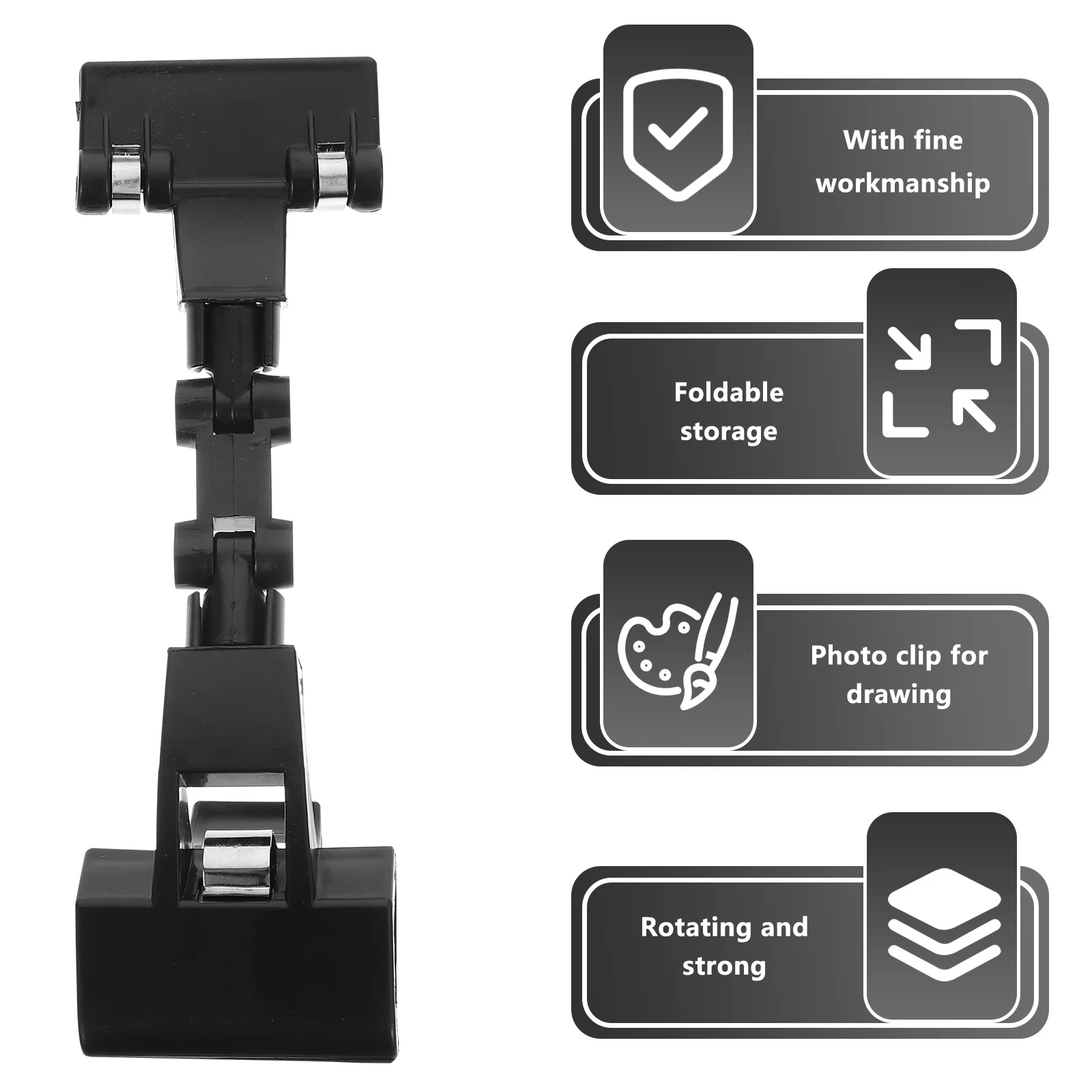 

2Pcs Double-Headed Clip Photo Holder Plastic Picture Clips Rotatable Sturdy Sketch Board Message Holder for Artists Students