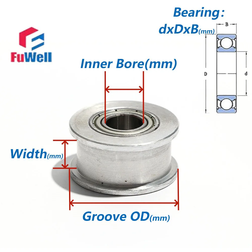 FuWell S2M 20/22/24/25/26/28T Without Teeth Aluminum Alloy Idler Pulleys width 7/11mm CNC Engraving Machine Automatic equipment