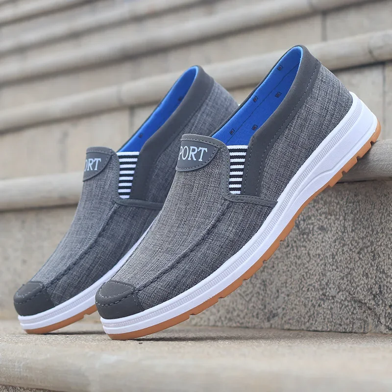 Mens Casual Shoes Slip on Canvas FashionSneakers Breathable Summer Walking Loafers NonSlip Comfortable vouth Skate Flats