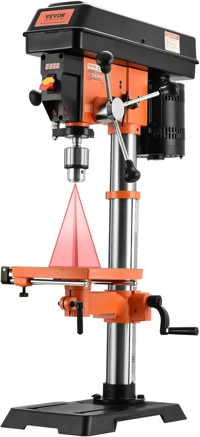 

12 in Benchtop Drill Press, 5 Amp 120V, Variable Speed Cast Iron Bench Drill Press, 12 in Swing Distance 0-45° Tiltling Worktab