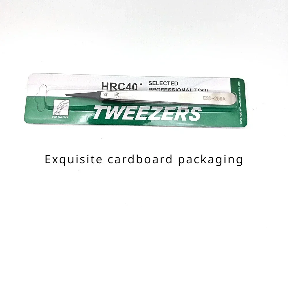 6PCS Watch Hands Installation Work Tweezers Straight Elbow Handle Stainless Antistatic Plastic Tweezers ESD-259 ESD-259A ESD-7A