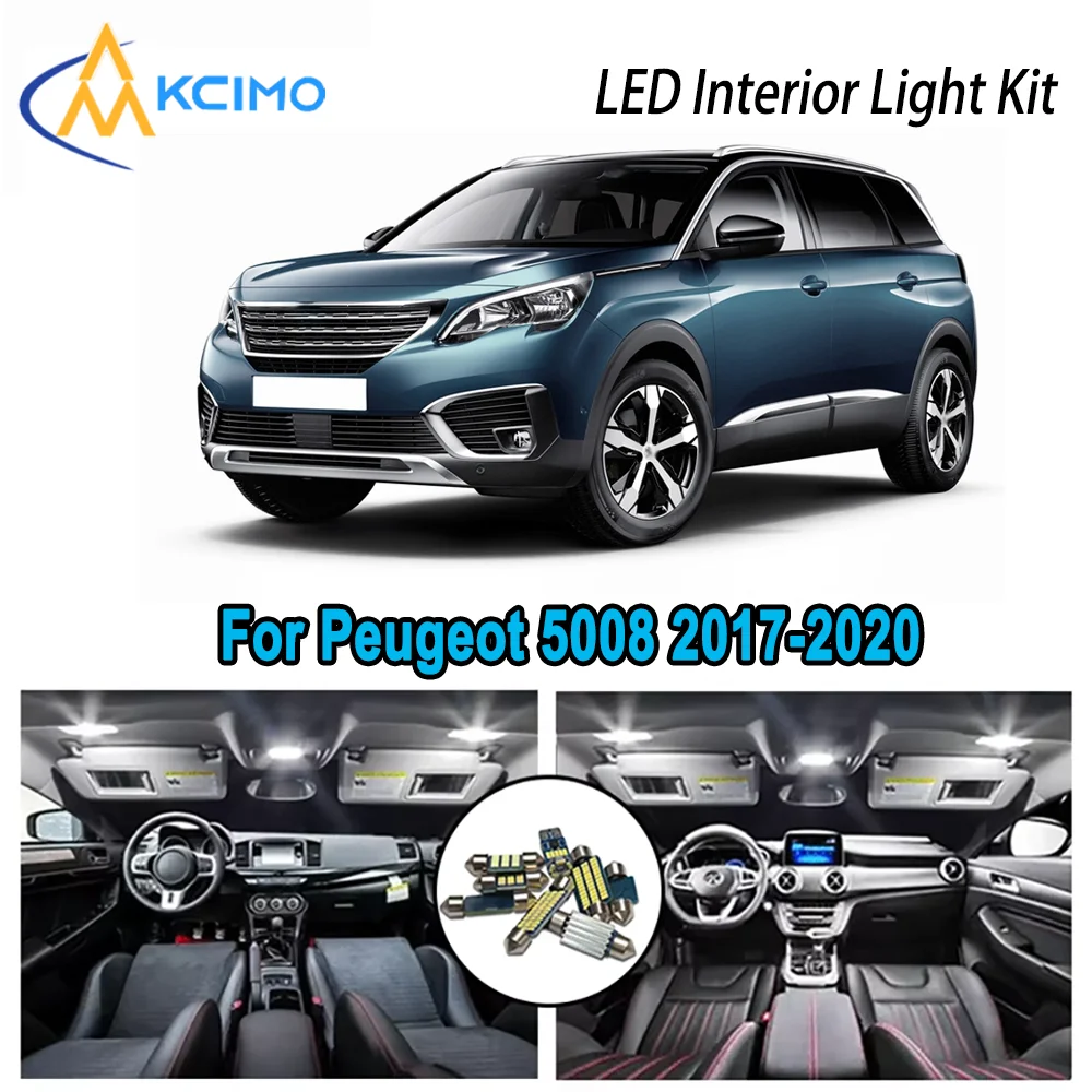 

Premium Bright LED Interior Light Kit for Peugeot 5008 2017-2020 2018 2019 2020 Dome Map Trunk Car Lamps with Canbus No Error