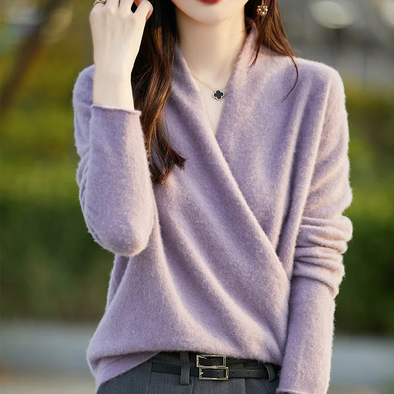 Dames gebreide kasjmier trui 100% merinowol verdikte top losse kleding met lange mouwen warm voor herfst en winter YYY2442