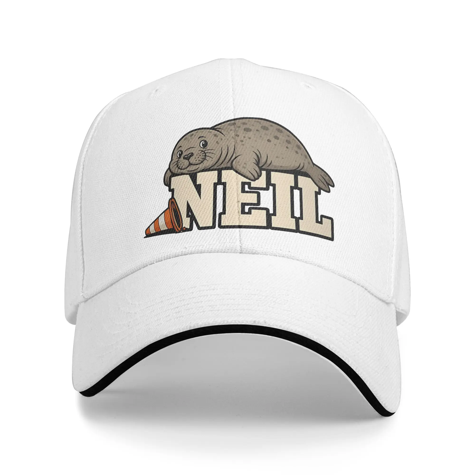 Neil the Seal Resting Baseball Caps Hip Hop Animal Sandwich Caps Unisex Adjustable Sun Hat Running Golf