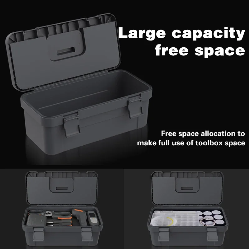 JIMIHOME Tool Box 17 Inch Tool Storage Box Portable Parts Case with Tray and For Hardware Craft Storage Repair Tool Storage