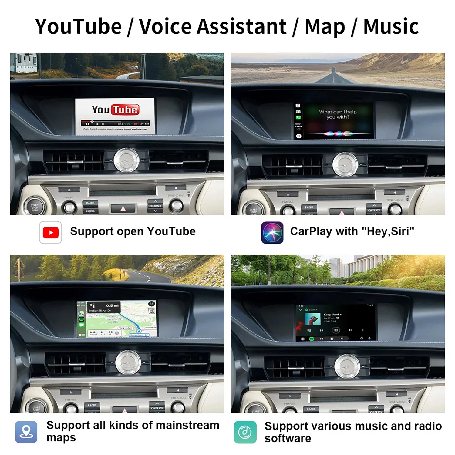 سيارة لاسلكية CarPlay Airplay مع عصا التحكم/لوحة اللمس الصغيرة لكزس NX ES UX iS CT RX GS LS LX LC RC 2014-2020