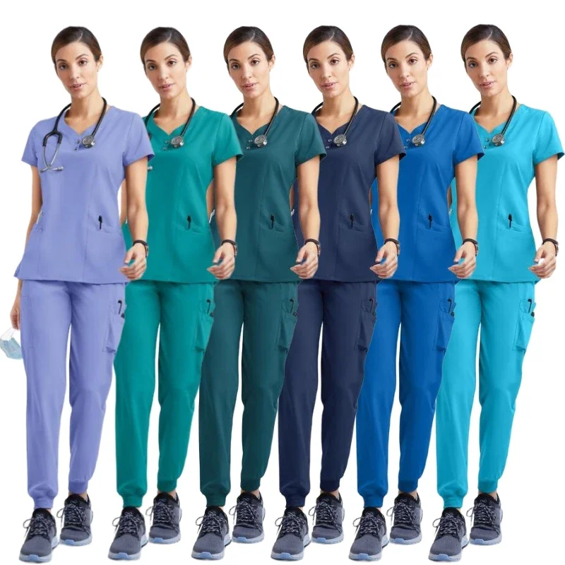 Wholesale Medical Multi-color Surgical Gown Set Fashionable Hospital Uniform Female Nursing Surgical Gown Set