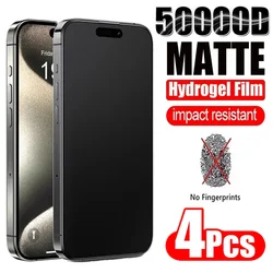 IPhone 14 için 4 adet mat hidrojel Film 11 12 13 15 Pro Max Mini buzlu ekran koruyucu IPhone 15 artı XR XS MAX değil cam