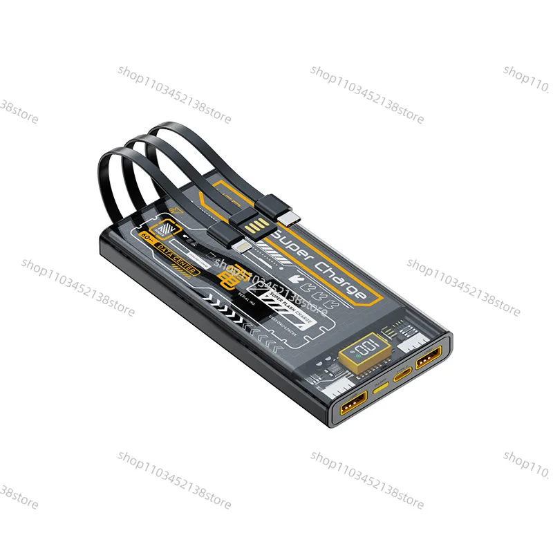 Transparent Mecha 100W Comes with A Three-wire Flash Charge 50000 Large-capacity Mobile Phone Universal Power Supply