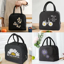 Mittagessen Tasche Kühler Tote Tragbare Isolierte Zipper Thermische Leinwand Tasche Lebensmittel Picknick Unisex Reise Lunchbox Veranstalter Taschen Daisy Drucken