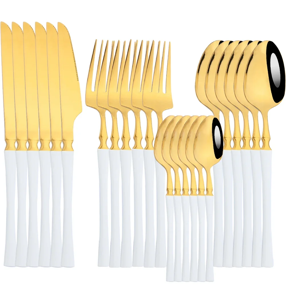 

Набор столовых приборов из нержавеющей стали, 24 шт., посуда, нож, вилка, кофейная ложка, столовая посуда, можно мыть в посудомоечной машине, кухонная посуда, столовое серебро