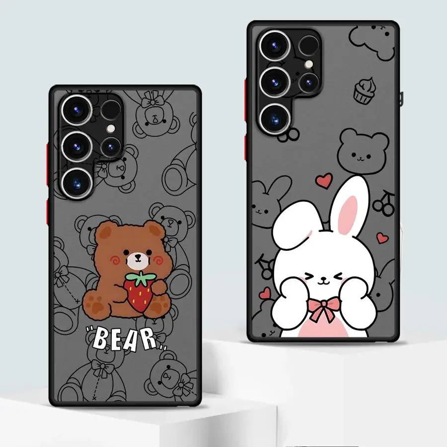 Funda Back Phone Cover Case for Samsung Galaxy S26 Note 20 Ultra 10+ S23 FE S20 FE S22 S24 Plus S21 S25 Ultra Cartoon Bear