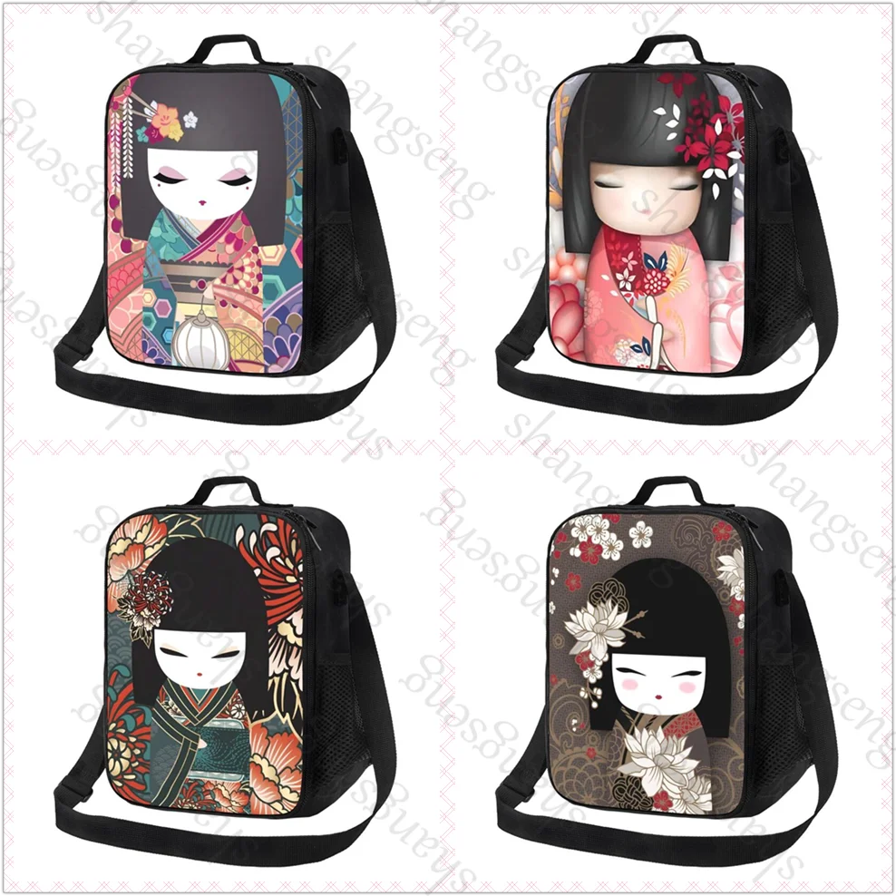 

Cute Japanese red sakura doll Insulated bag Lunch bag Food and drink storage leakproof picnic bag Outdoor cooler beach portable