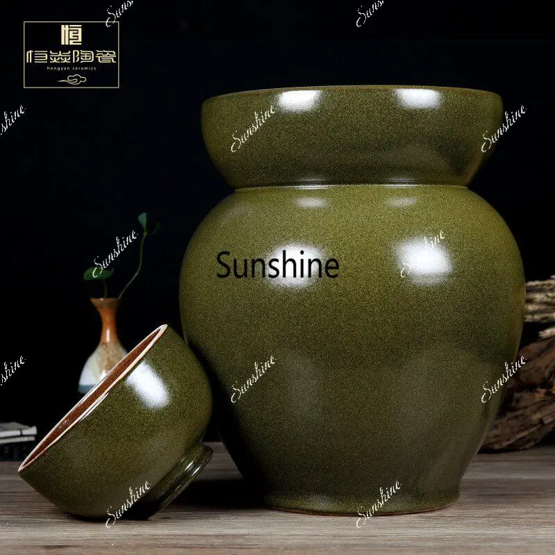 Ceramic environmentally friendly, lead-free sealed antique tea powder glaze pickle tank