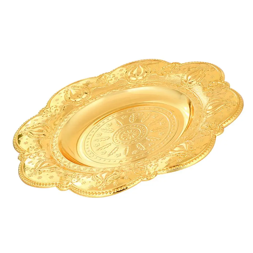 

Fruit Plate Zinc Alloy Tray Storage Dish Snacks Vegetable Decorative Easy Clean Smooth Edge Birthday Wedding Party Banquet Ideal