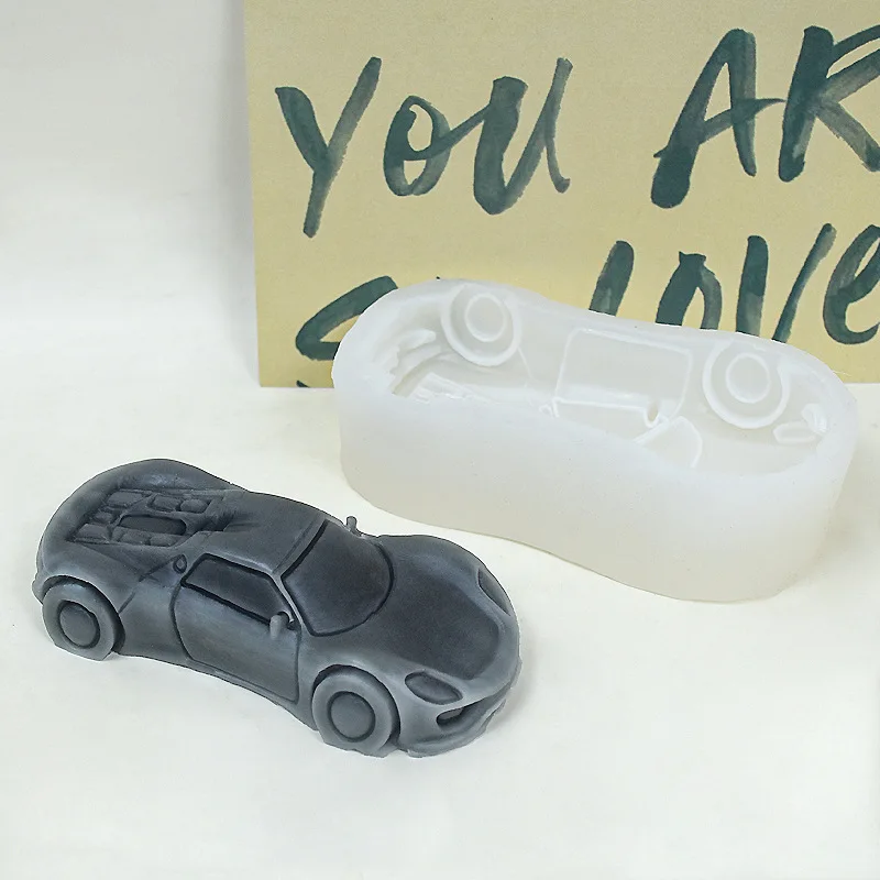 3D Sports Car Candle Silicone Mold Car Shape Handmade Scented Candle Gypsum Resin Molds Chocolate Fondant Baking Tool Home Decor