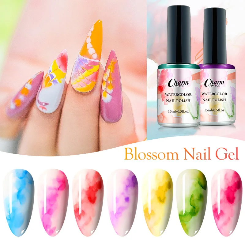 Clear Blooming Nail Gel,15ml Watercolor Marble Blossom Nail Polish, Spreading Ink Gel for Tie-Dye, Flower&Watercolor Nail Art