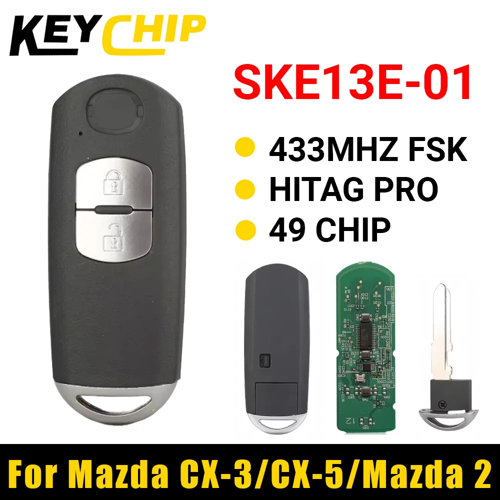 KC SKE13E-01 para Mazda CX-3 CX-5 2 3 Hatch 6 Wagon 2012 2013 2014 2015 433MHz PCF7945P ID49 Chip llave remota de coche inteligente sin llave