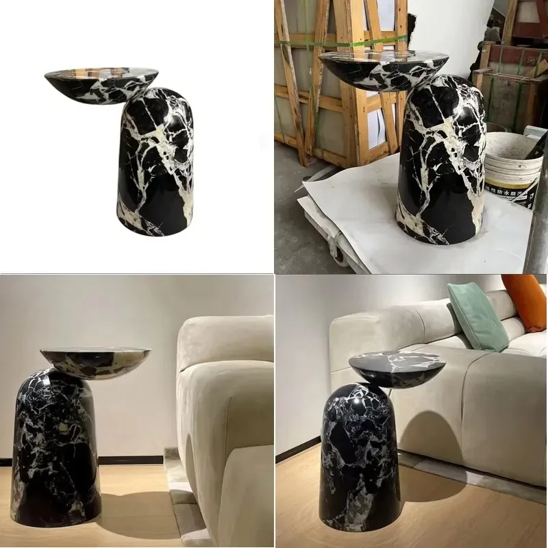 Unique Monolithic Stone Side Table Nero Grand Antique Marble Sofa End Table Modern Living Room Furniture Decor