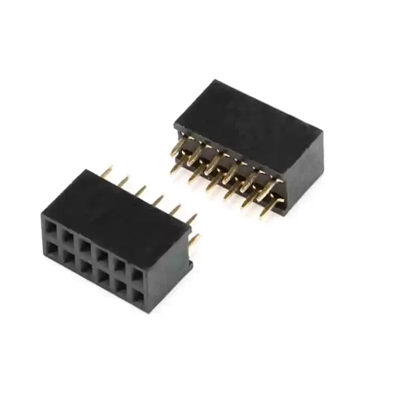 10PCS/LOT 2.54mm Pitch Double Row Pin Female Header Socket 2*2P 3P 4P 5P 6P 8P 10P 12P 40P Direct Insertion Connector