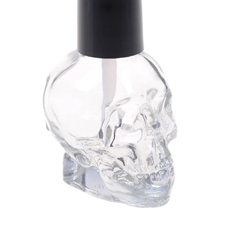 Skull Fashion 10ml Transparent Glass Empty Nail Polish Refillable Bottle With Brush Small Travel Makeup Cosmetic Containers