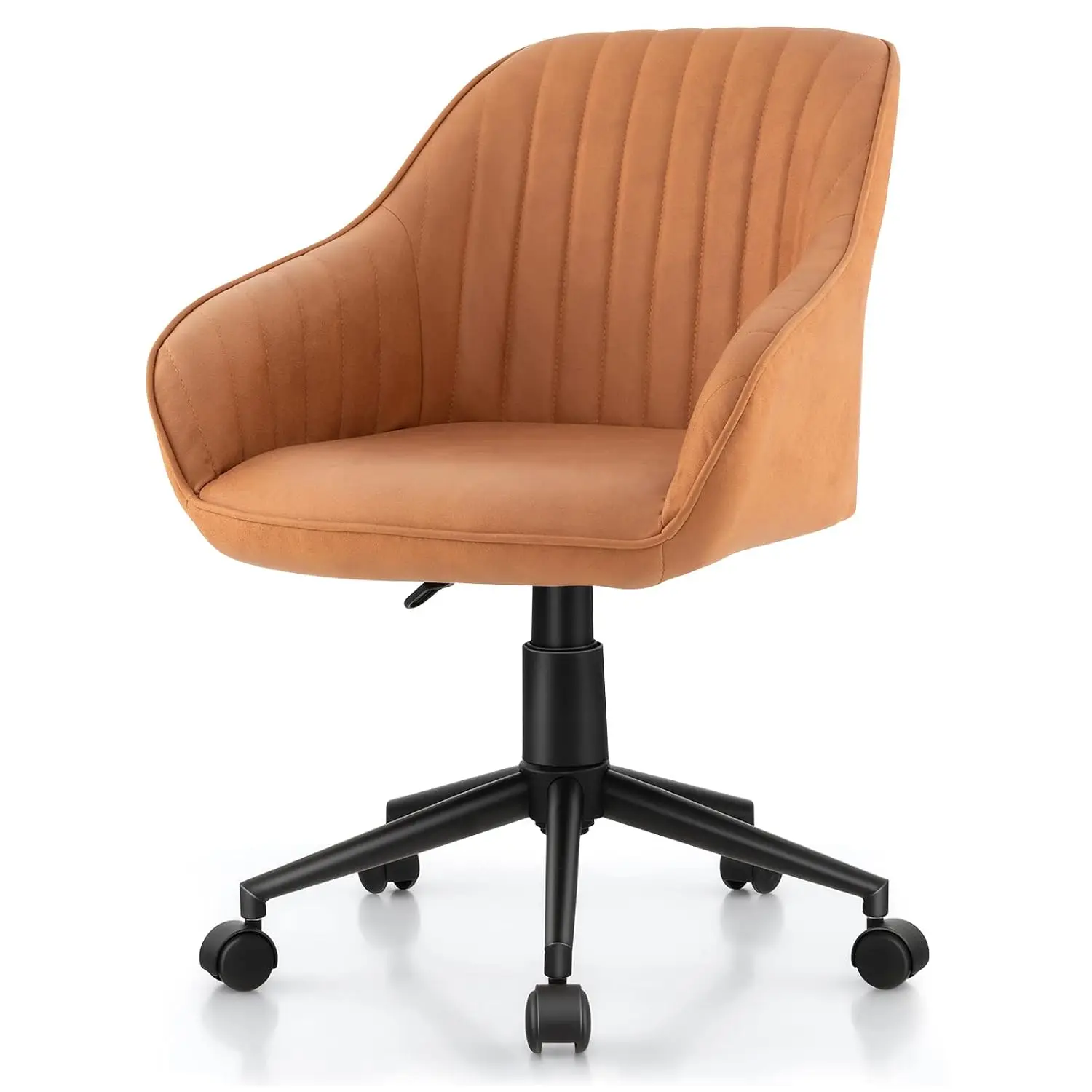 Mid-Back Faux Leather Office & Vanity Chair, Ergonomic Swivel Seat For Home Desk, Customized