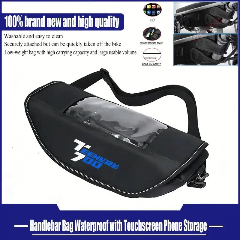 

For Tenere 700 T7 XTZ700 2019 2020 2021 2022 2023 2024 Universal Motorcycle Handlebar Bag with Touchscreen
