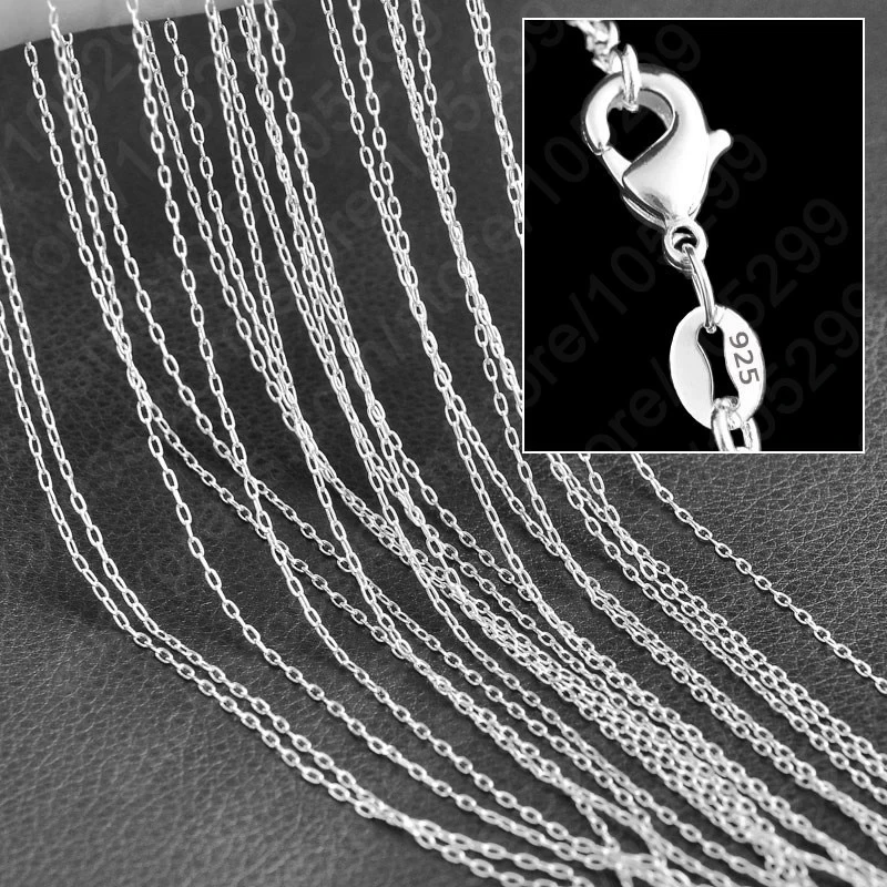 10PCS Classic Wholesale Jewelry Pure Genuine 925 Silver Color Snake Chain Necklace for Men Women Top Quality 16-30\
