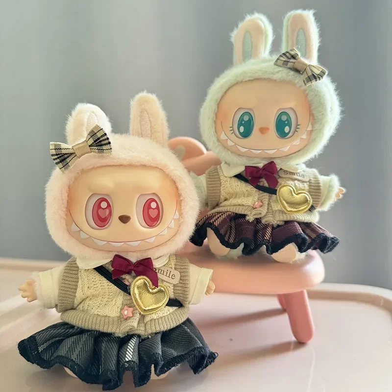 

Labubu Clothes Luxury Outfit Name17cm Mini Plush Doll'S Clothes Outfit Accessories for Labubu Idol Dolls Skirt Set Clothing Gift