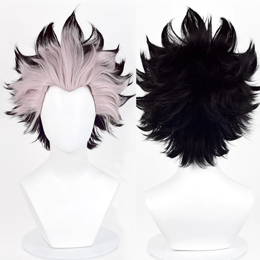 

Ombre Pink Layered Black Short Straight Synthetic Wig Anime Game Cosplay Fluffy Heat Resistant Wig for Daily Party