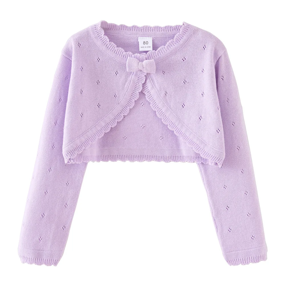 Girls Long Sleeve Knitwear Cardigan Solid Color Shawl Collar Cotton Sweater Spring Summer Kids Clothes 80-140 2-7 Years Old