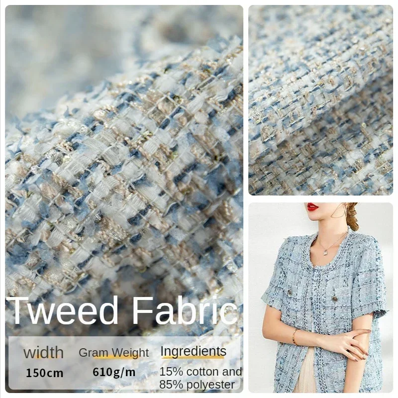 

Tweed Fabric Sequins By The Meter for Costume Dresses Overcoats Diy Sewing Soft Winter Thickened Textile Black White Drape Cloth