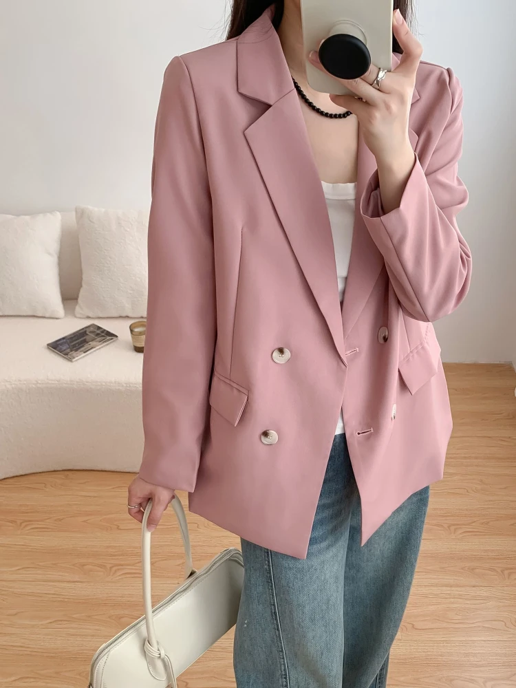 

Woman s Spring Autumn Double Breasted Solid Mujer Korean Fashion Versatile Elegant Cahquetas
