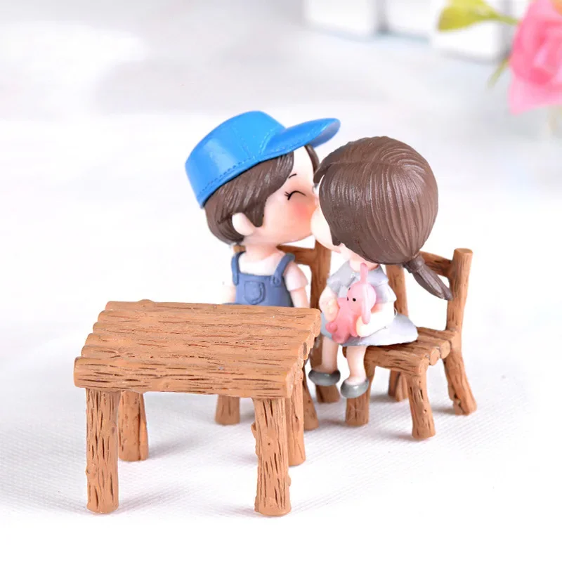 Simulation Wooden Square table chairs Miniature Figurine DIY House Accessories building home Decoration  plastic Play house toys