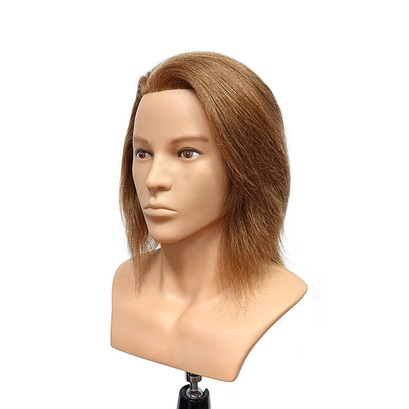 Mannequin-Head With Shoulder Competition Mannequin Head 17CM 100% Human Hair Brown Mannequin Doll Head Wig Head For Styling