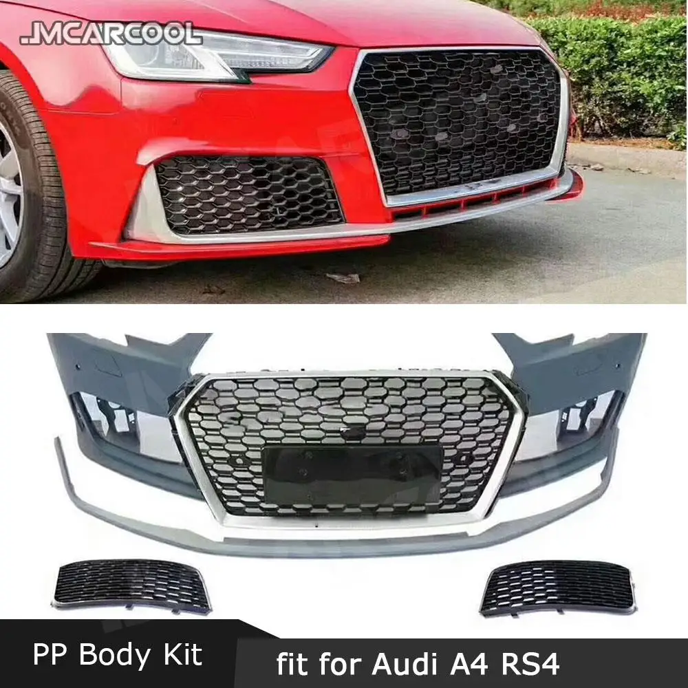 

JMCARCOOL PP Материал кузова, крышка переднего бампера, задний диффузор, решетки, автомобильный декоративный чехол для Audi A4 RS4 2016 2017 2018