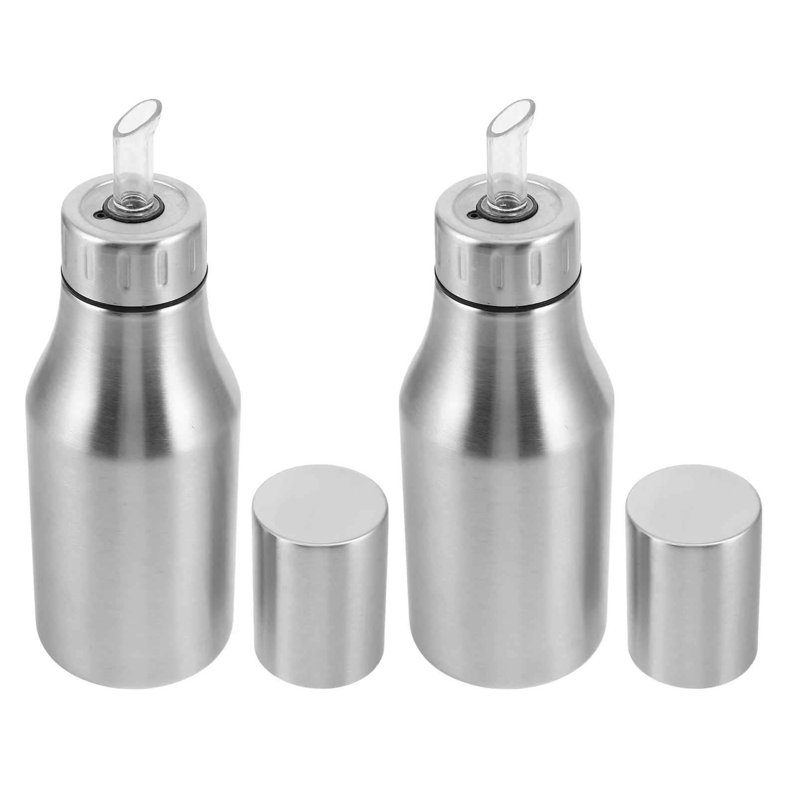 

2pcs Bottle 500Ml Leakproof Kitchen Dispenser With Pour Spout Stainless Steel Oil Container For Cooking Sautéing Seasoning