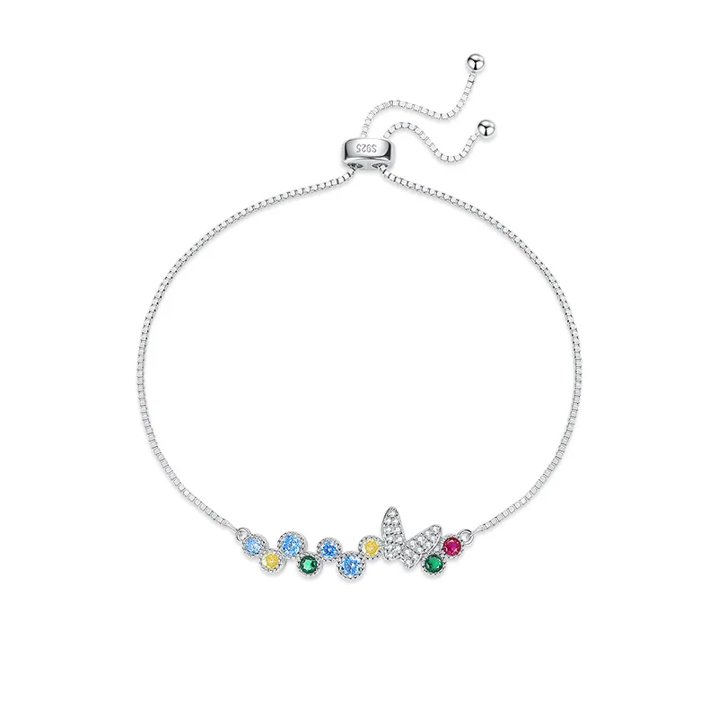 

Light luxury fashion colorful rainbow butterfly bracelet for women S925 pure silver jewelry, niche exquisite zircon jewelry
