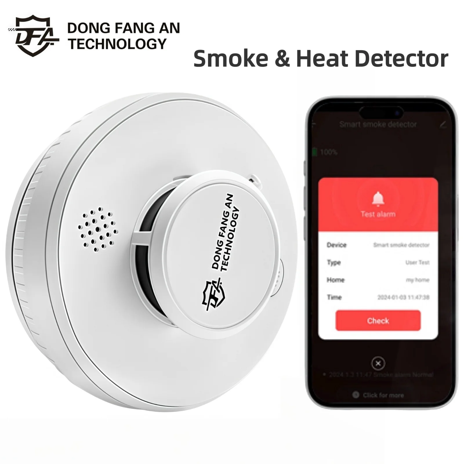 DFA Wifi Rauchmelder 2-in-1 Rauchmelder und Wärmemelder Rauchmelder Wifi Tuya Feuermelder Rauchmelder