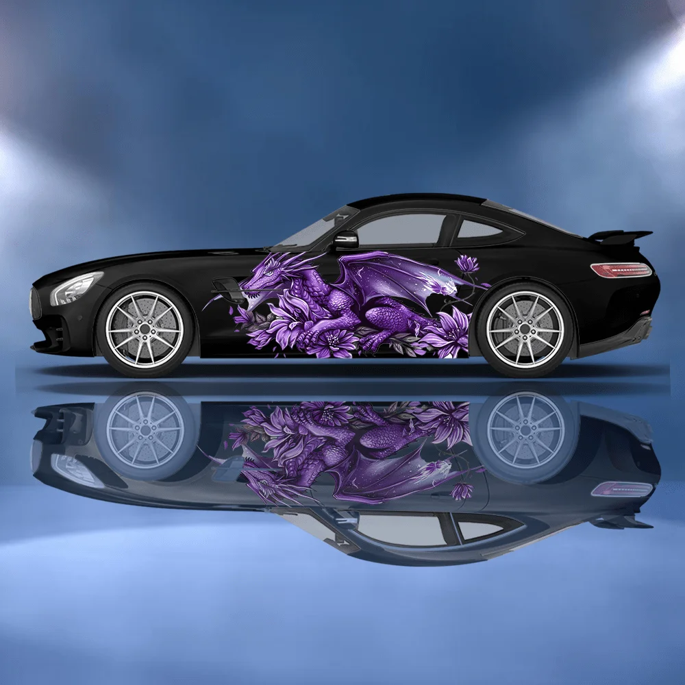 

Purple Flying Wing Dragon Purple Flower Lace Decal Car Sticker Full Body Decal Decoration Covering Scratches Protect