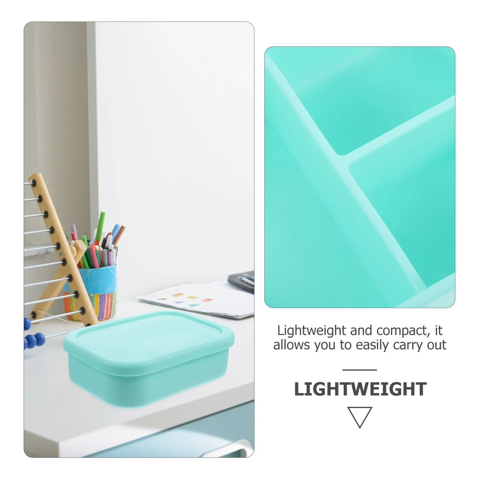 

Portable Silicone Compartment Microwave Safe Multi-Grid Food Container for School Office Food Container