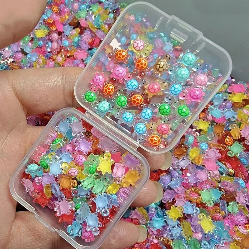 100/500Pcs Mini Luminous Turtle Eight Color Decorative Bead Decoration DIY Accessories Resin Accessories Handmade DIY Decoration