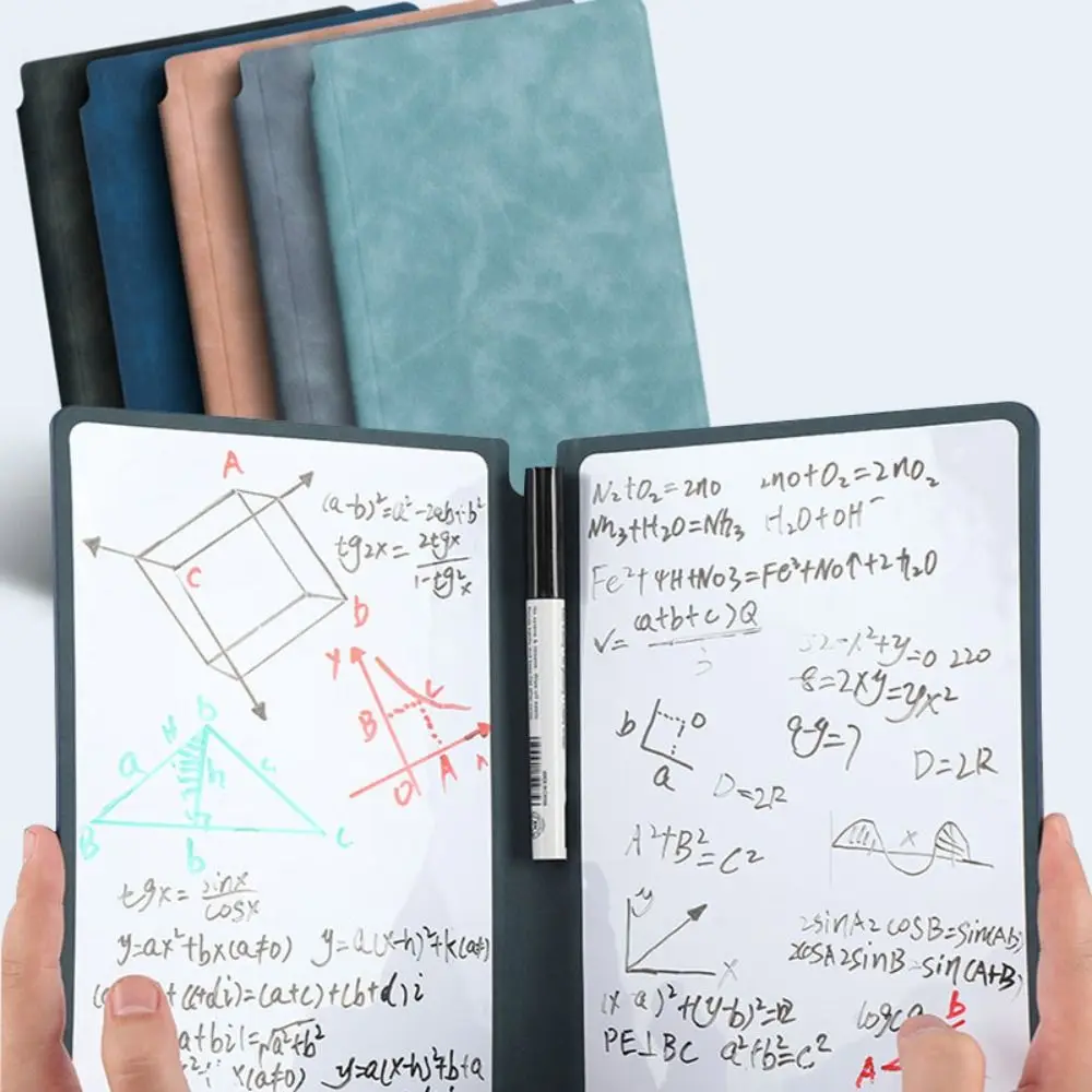 Stylish Reusable A5 Leather Weekly Planner Whiteboard Notebook Writing Board Memo Pad With Whiteboard Pen Erasing Cloth