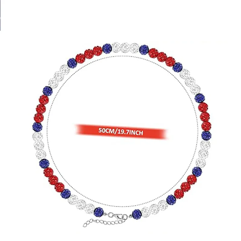 Men's and women's red and blue colored baseball necklace hip-hop diamond ball baseball player star collarbone chain