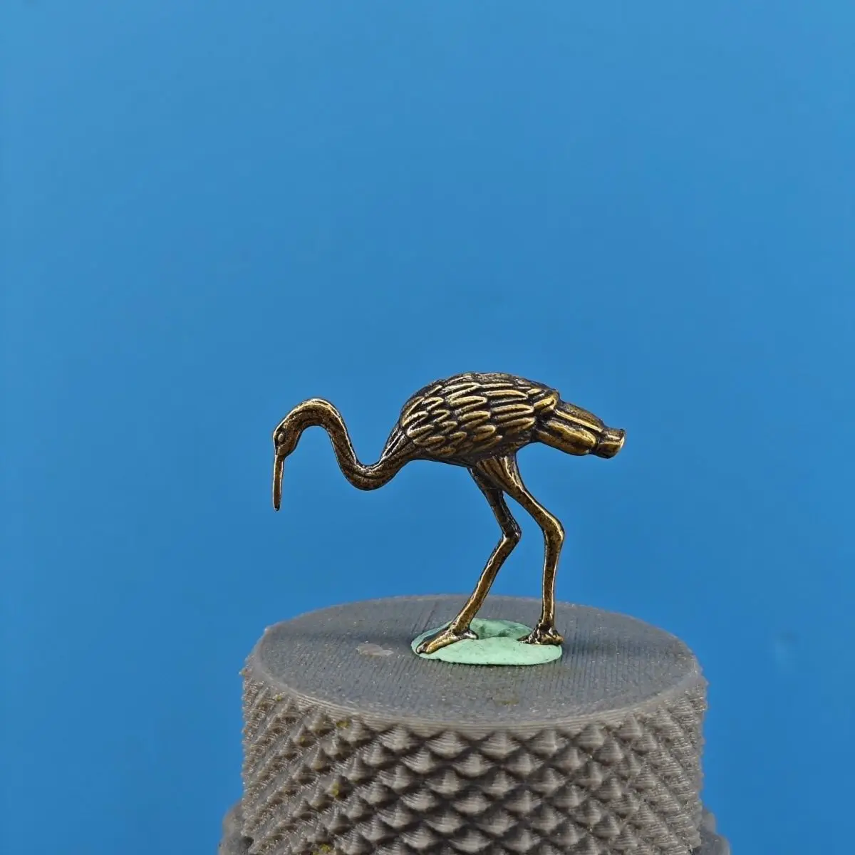 Brass Simulated Foraging Little Crane Decorative Rockery Fish Tank Landscape Ornament Red-crowned Crane Zen-inspired Bonsai