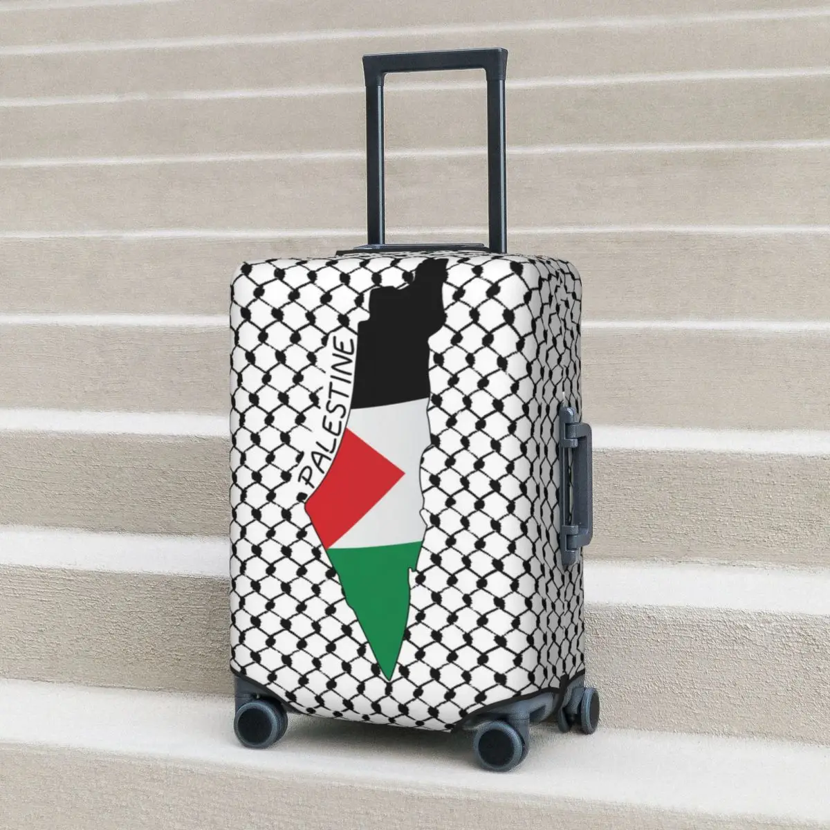 

Palestine Flag Map Suitcase Cover Kufiya Hatta Vacation Business Practical Luggage Accesories Protector