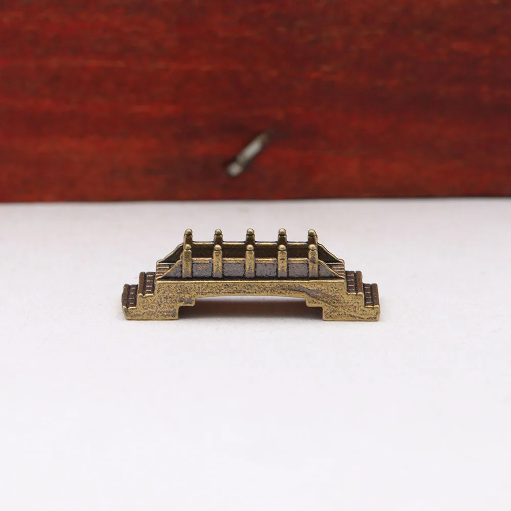 Brass China Ancient Luoyang Bridge Small Statue Desktop Ornaments Retro Mini Figurines Model Home Decorations Crafts Accessories