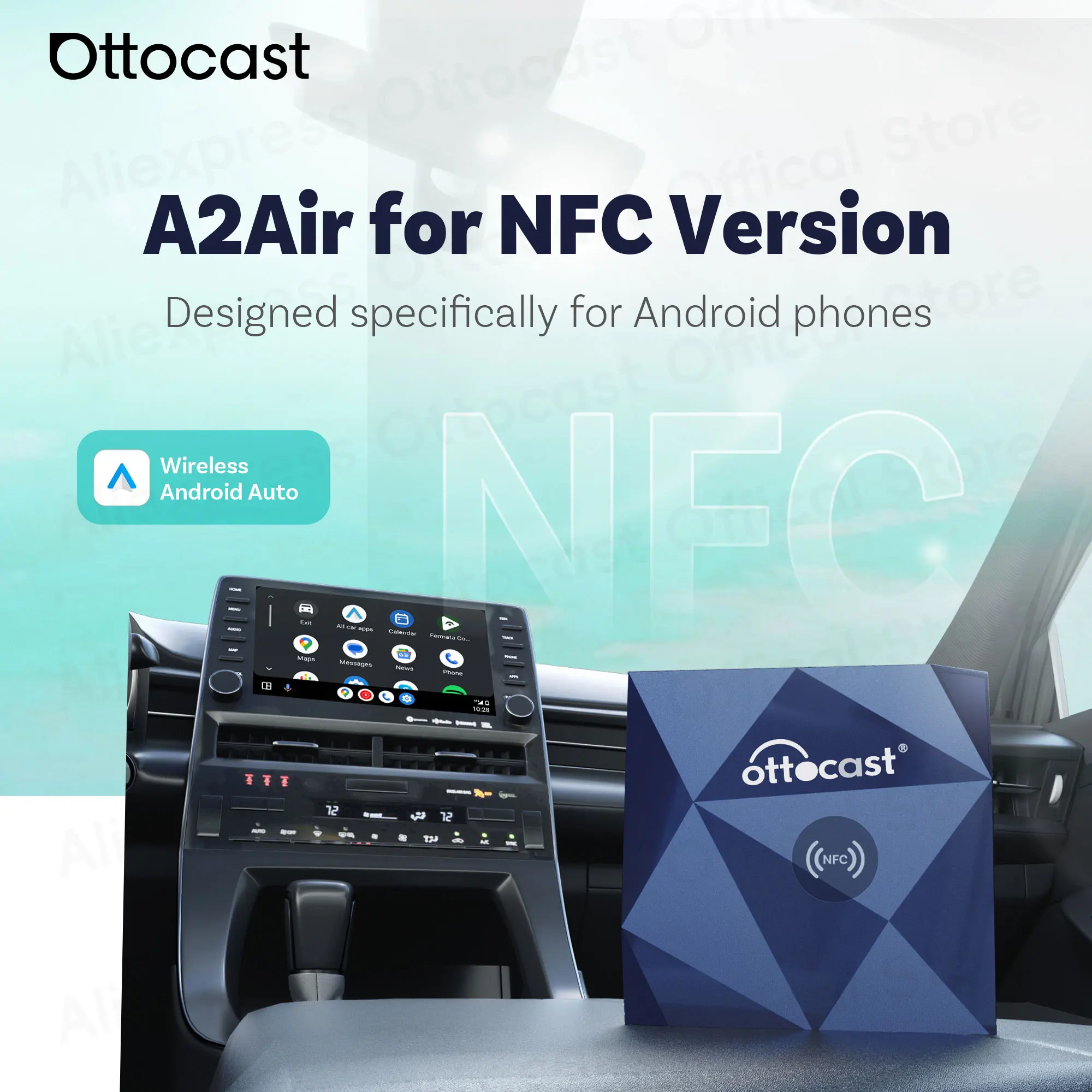 

OTTOCAST Express A2Air Supports NFC Wireless Android Auto Adapter for Android Samsung Google Phone USB Dongle Car Accessories