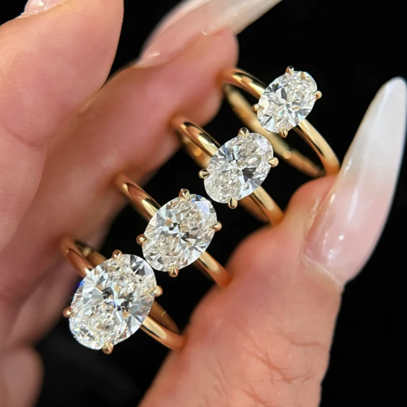 Moissanite Ring - Anel de Moissanite Oval em Formato