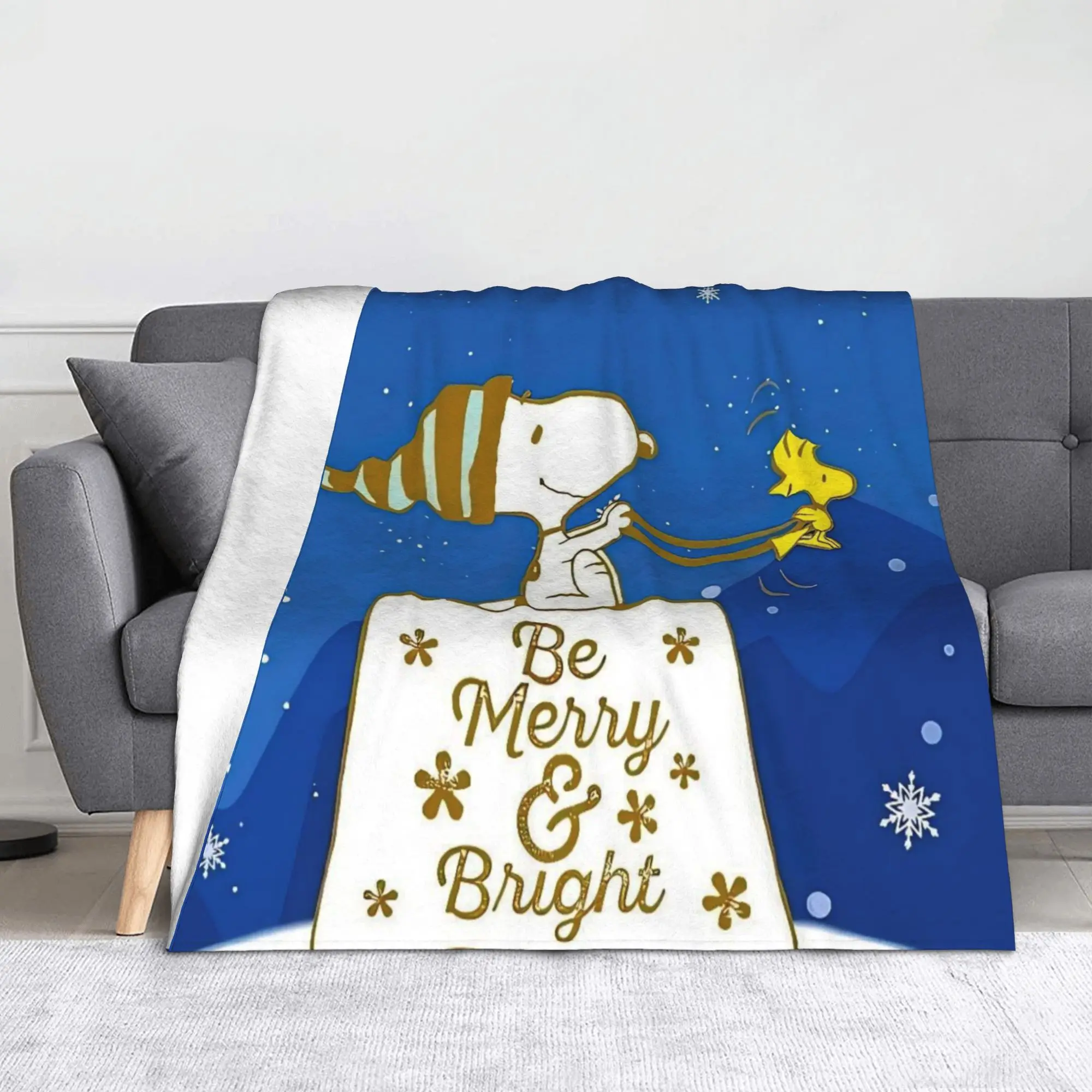 S-Snoopys Xmas  Merry Christmas Flannel Blankets  Awesome Throw Blanket for Home 125*100cm Quilt